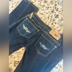 Twisted Heart Jeans Dark Blue Straight Leg